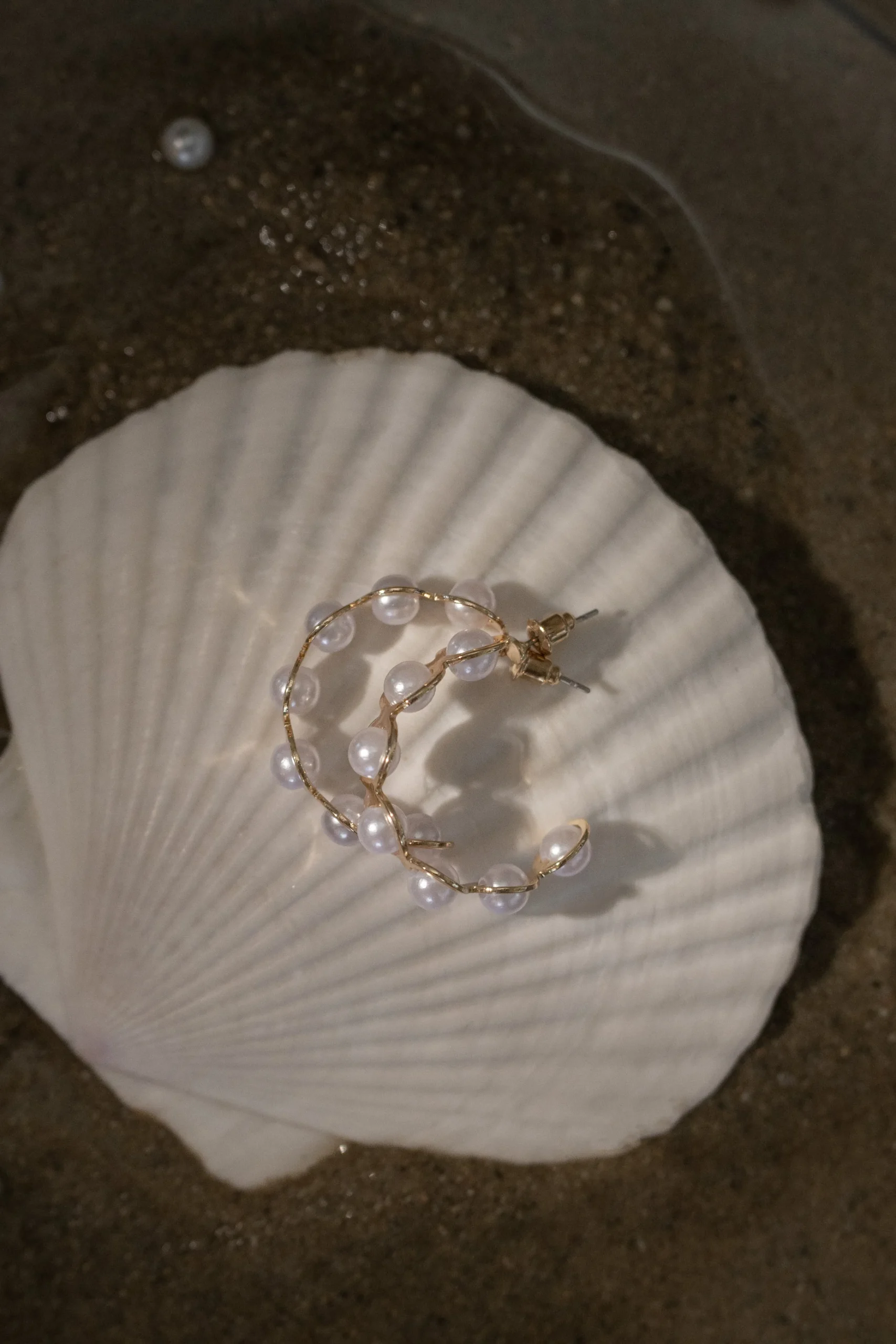 Gold Enchanted Pearl Hoops*JLUXLABEL Outlet