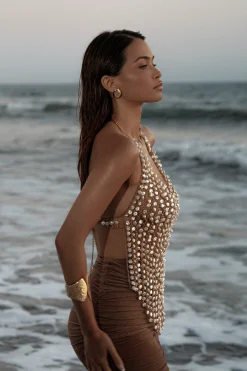 Gold Into The Sea Pearl Top*JLUXLABEL New