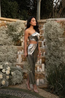 Gold Joce One Shoulder Maxi Dress*JLUXLABEL Hot