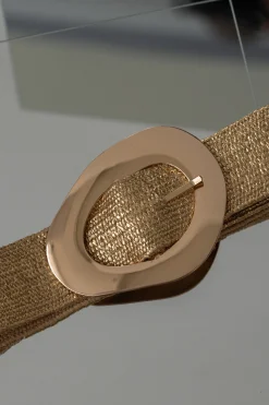 Gold Oval Buckle Woven Belt*JLUXLABEL Online