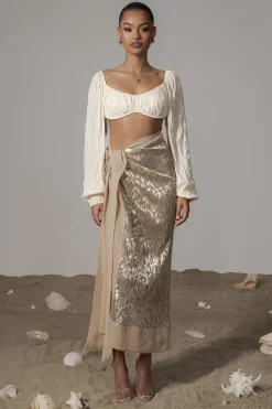 Gold Positano Printed Sarong Skirt*JLUXLABEL New