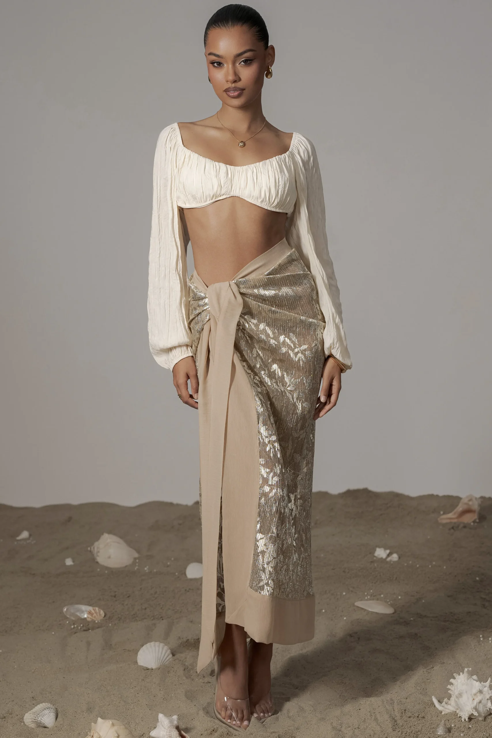 Gold Positano Printed Sarong Skirt*JLUXLABEL New