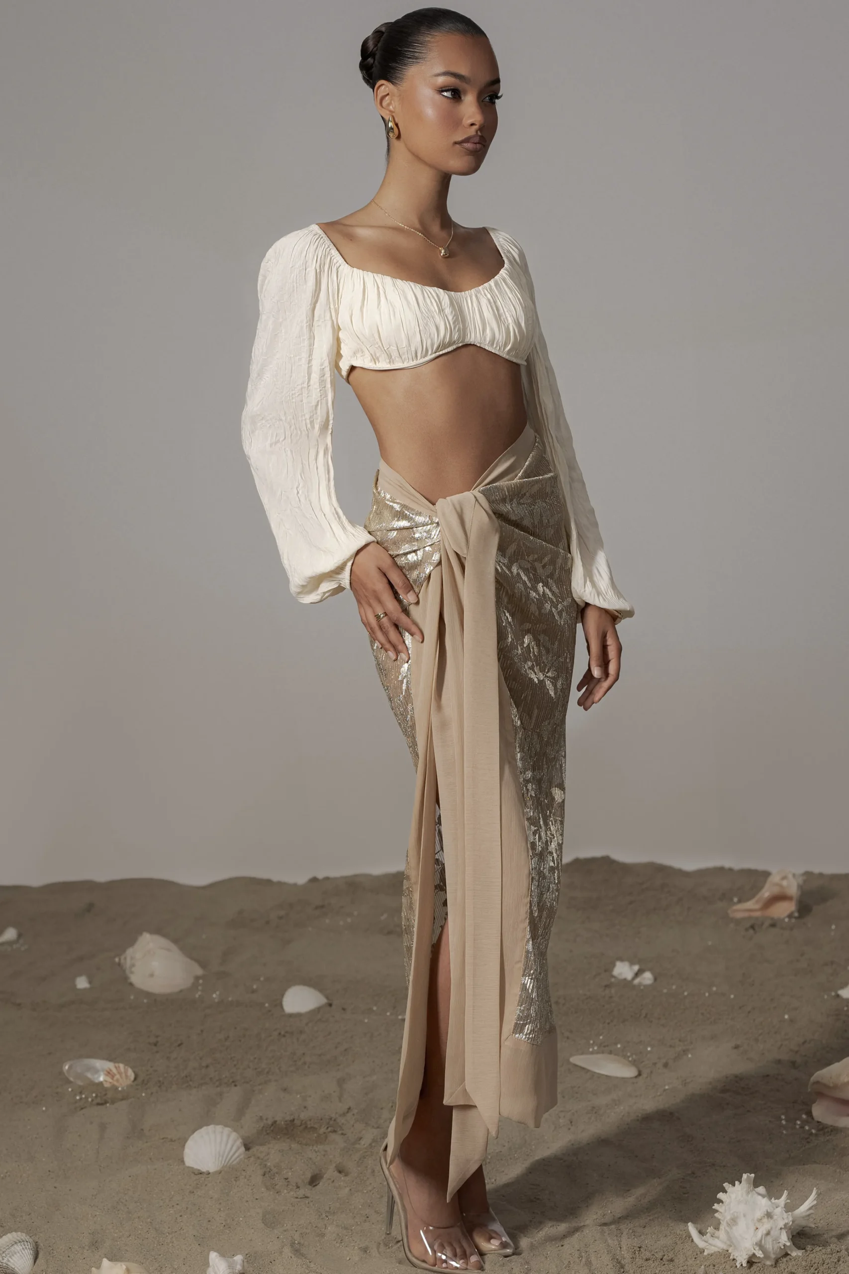 Gold Positano Printed Sarong Skirt*JLUXLABEL New