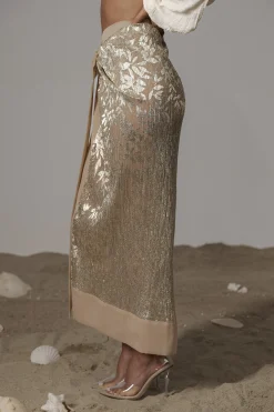 Gold Positano Printed Sarong Skirt*JLUXLABEL New