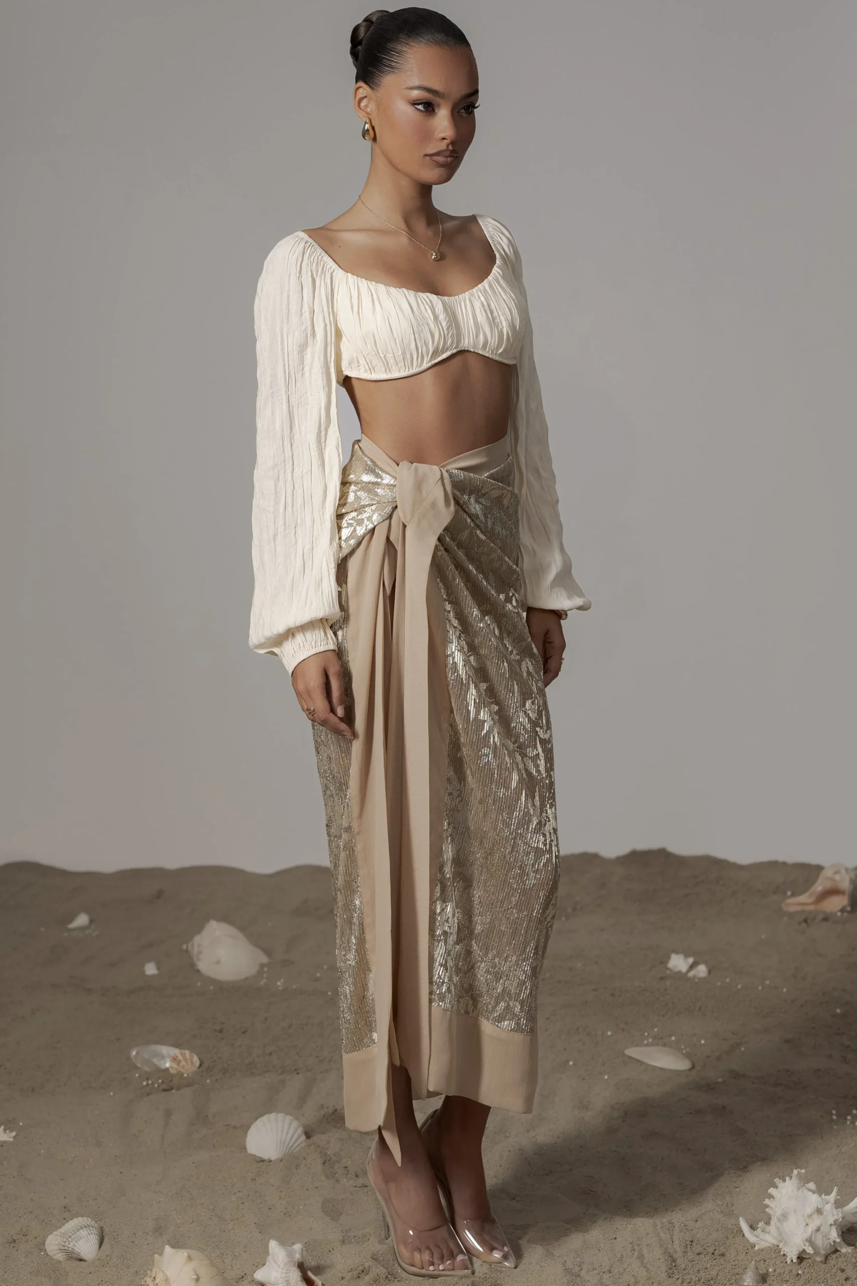 Gold Positano Printed Sarong Skirt*JLUXLABEL New