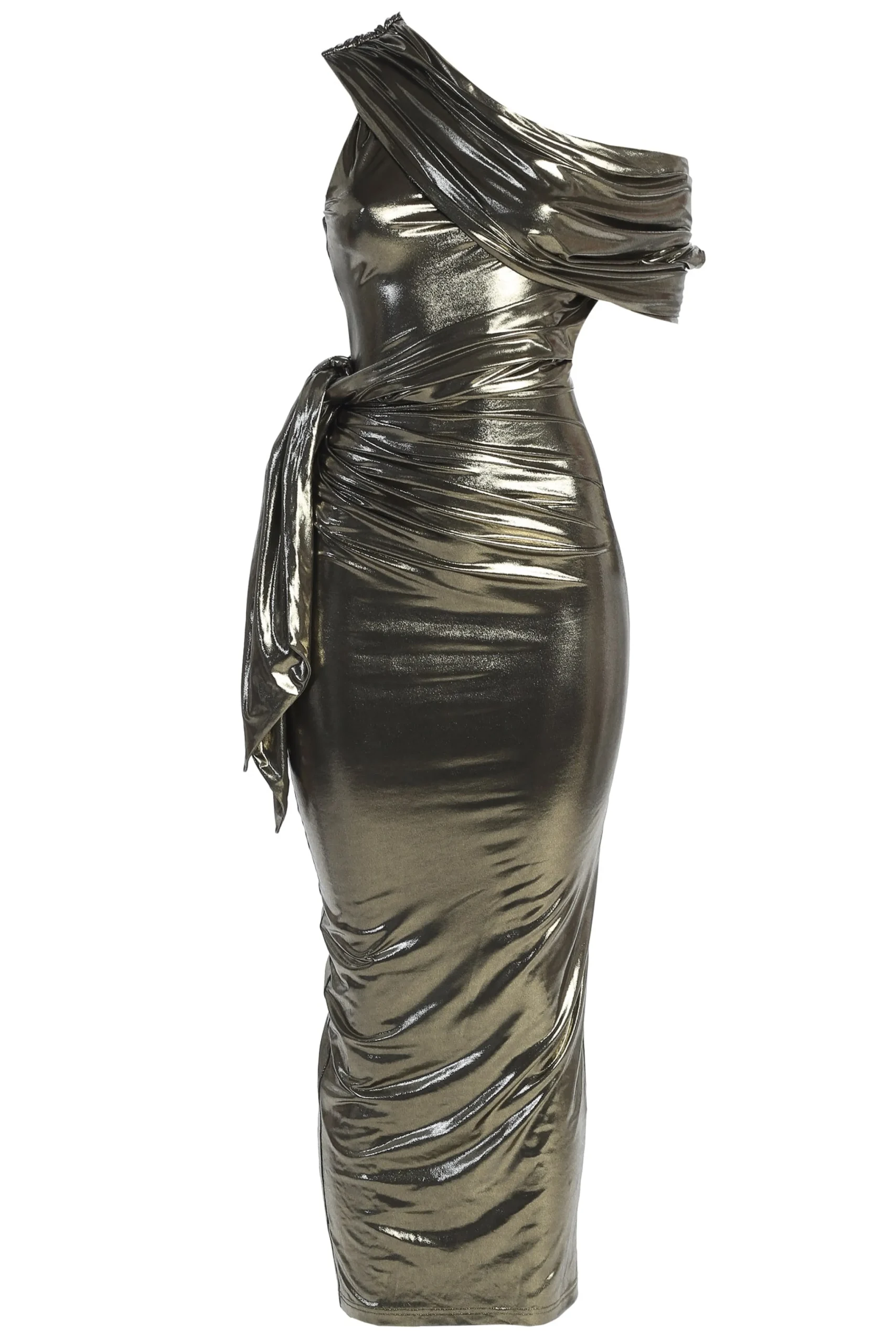 Gold Pristine Draped Maxi Dress*JLUXLABEL New