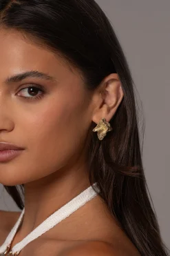 Gold Roma Textured Earrings*JLUXLABEL New