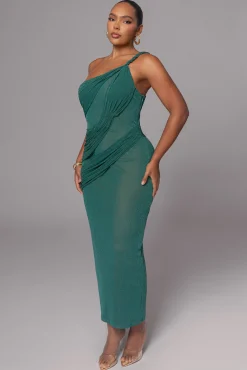 Green Alari One Shoulder Maxi Dress*JLUXLABEL Online