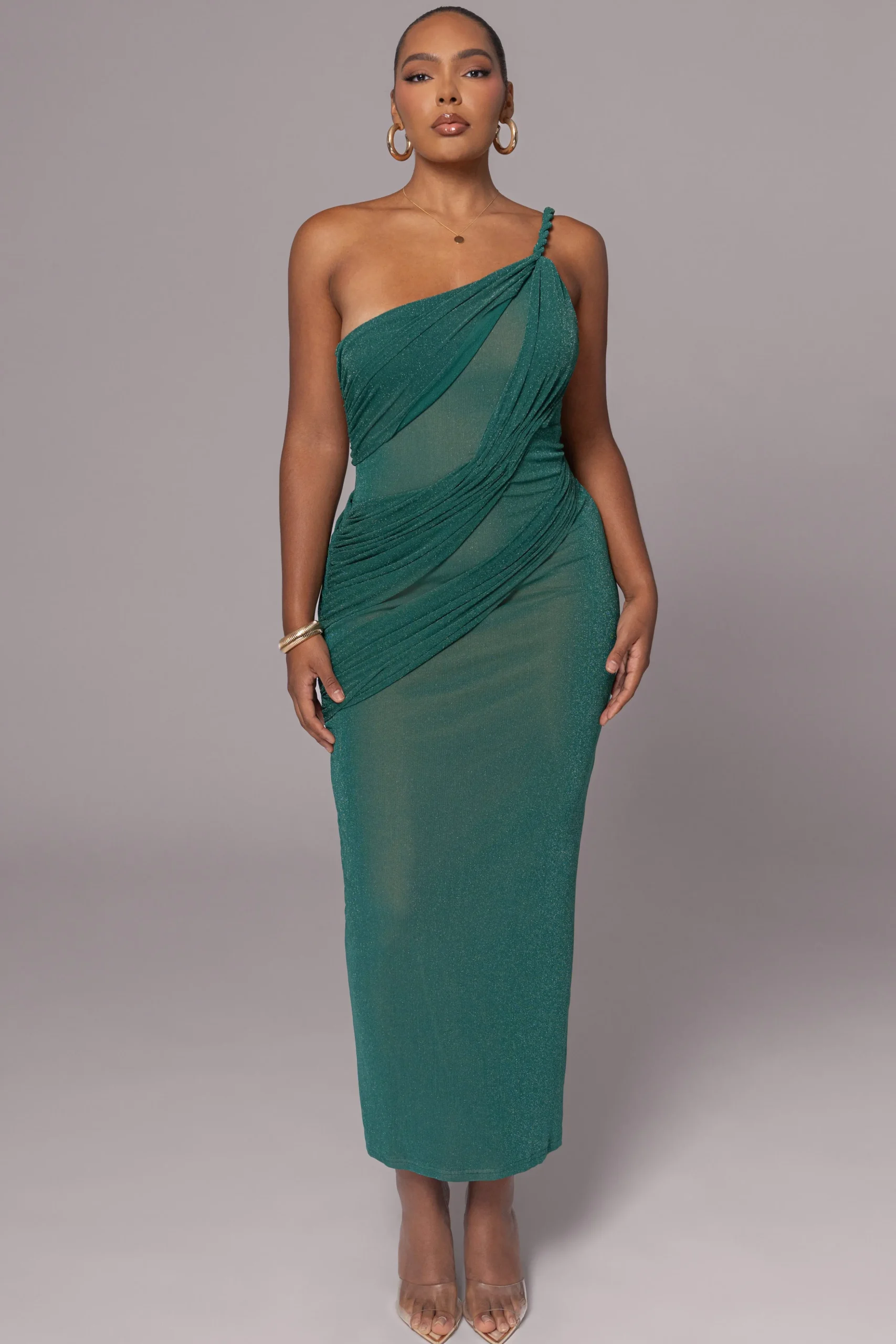 Green Alari One Shoulder Maxi Dress*JLUXLABEL Online