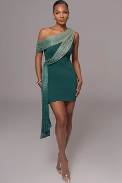 Green Asymmetric Drape Mini Dress*JLUXLABEL Best