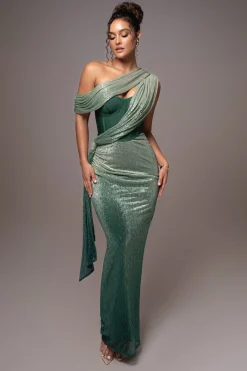 Green Celestina Draped Maxi Dress*JLUXLABEL Best
