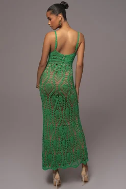 Green Great Escape Crochet Maxi Dress*JLUXLABEL Clearance