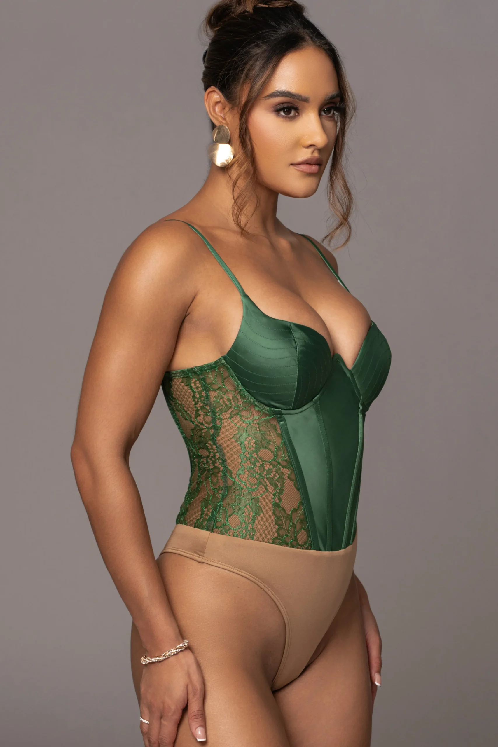 Green Incomparable Lace Bodysuit*JLUXLABEL Online