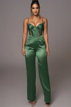 Green Joana Cutout Satin Trousers*JLUXLABEL Best
