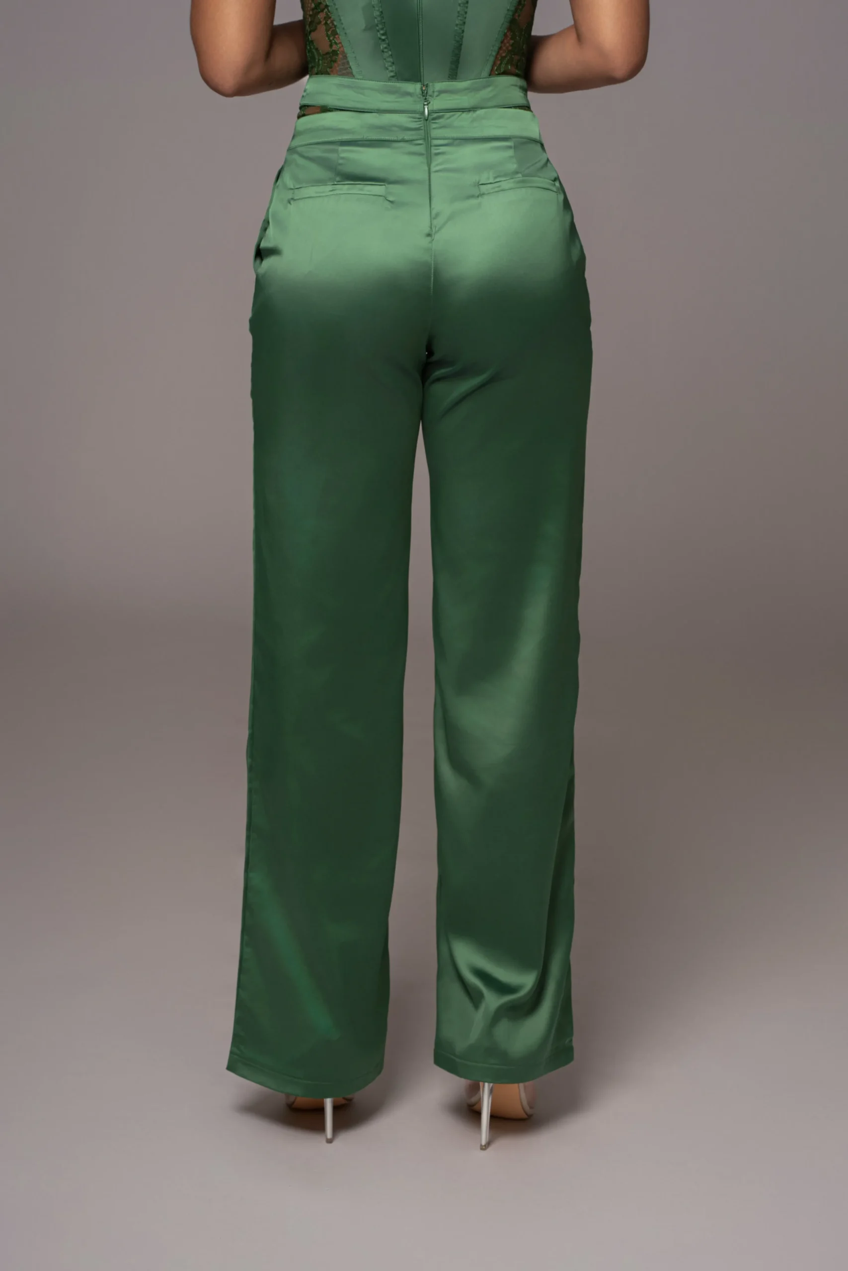 Green Joana Cutout Satin Trousers*JLUXLABEL Best