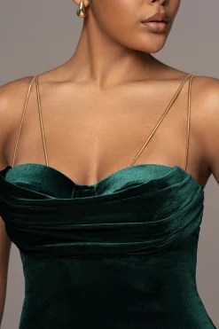 Green JOSANNA VELVET MIDI DRESS*JLUXLABEL Discount