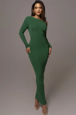 Green Night Shimmers Asymmetrical Maxi Dress*JLUXLABEL Outlet