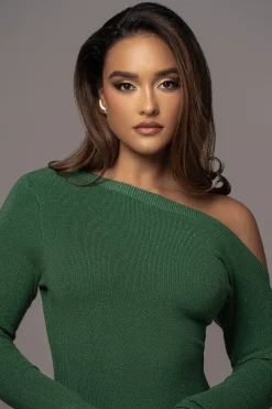 Green Night Shimmers Asymmetrical Maxi Dress*JLUXLABEL Outlet