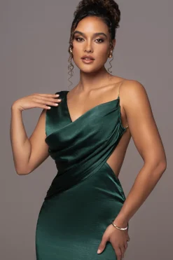 Green Satin Belle Maxi Dress*JLUXLABEL Sale