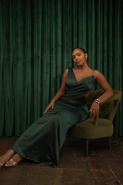 Green Satin Belle Maxi Dress*JLUXLABEL Sale