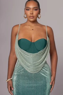 Green Shimmery Nights Maxi Dress*JLUXLABEL Hot