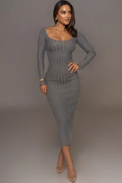 Grey Danni Ribbed Maxi Dress*JLUXLABEL Hot