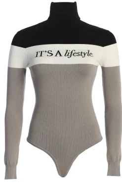 Grey Lifestyle Knit Bodysuit*JLUXLABEL Clearance