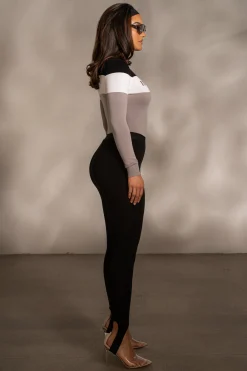 Grey Lifestyle Knit Bodysuit*JLUXLABEL Clearance