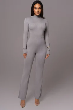 Grey Noel Sweater Knit Jumpsuit*JLUXLABEL Discount