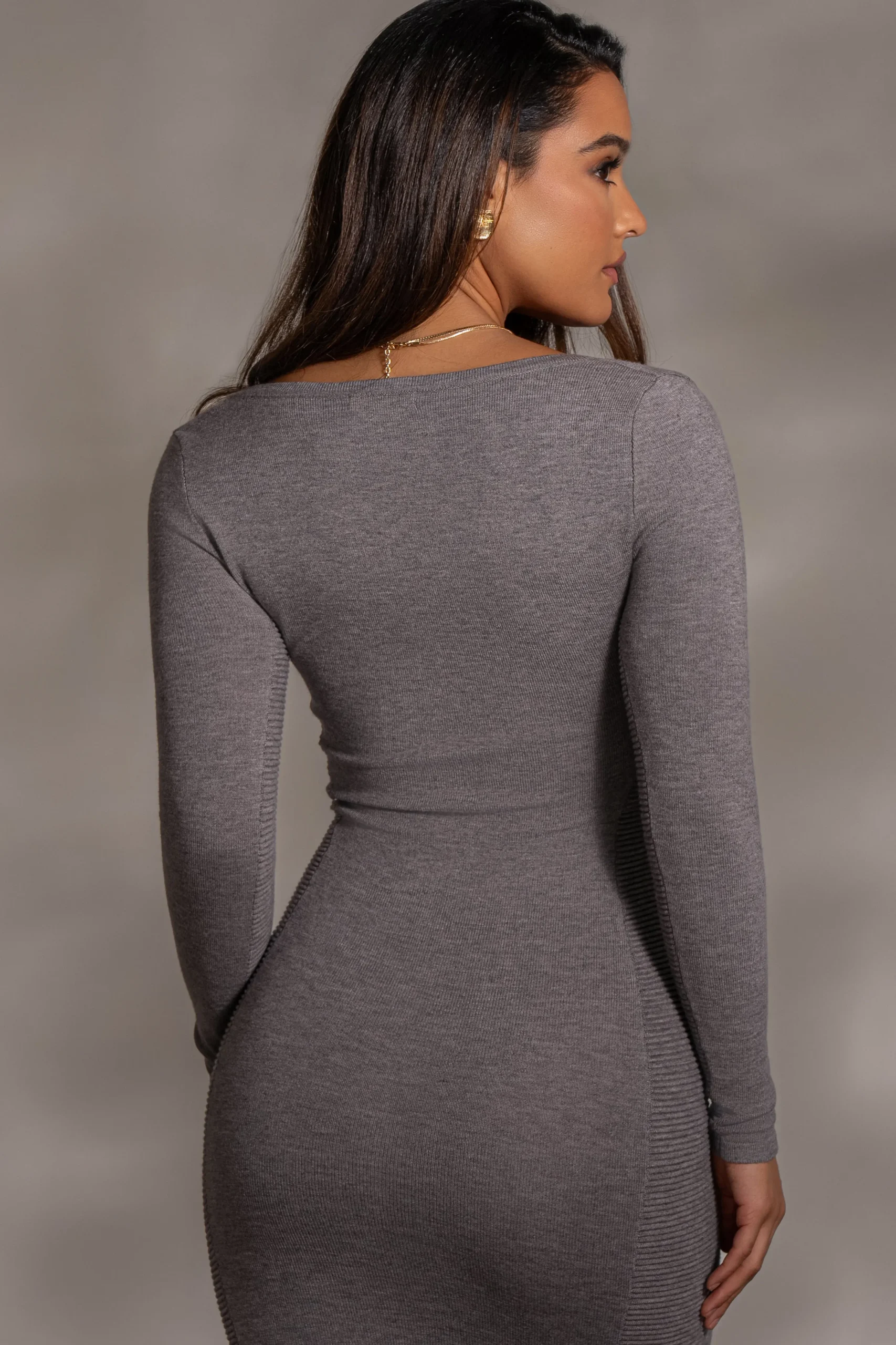 Grey Pollie Midi Dress*JLUXLABEL Online