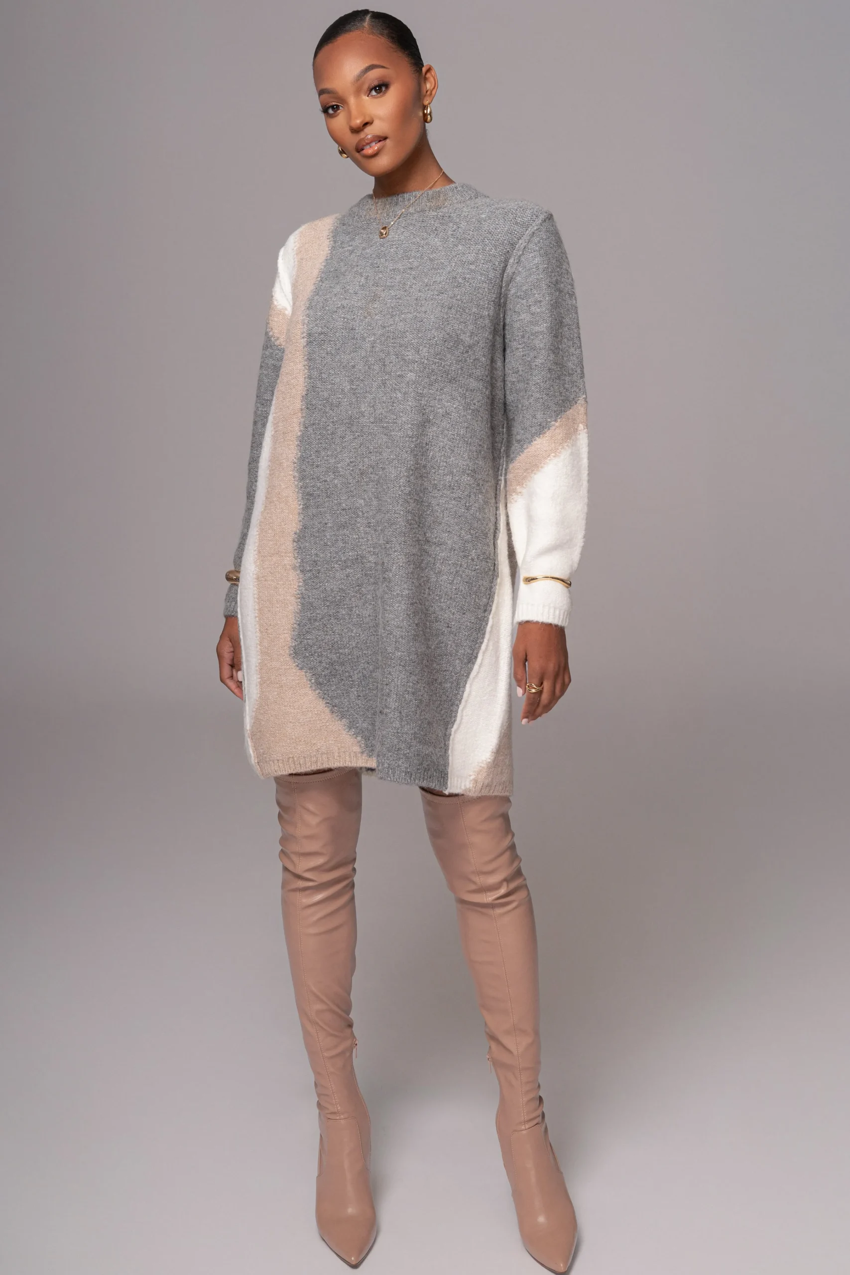 Grey Tash Sweater Knit Dress*JLUXLABEL Sale