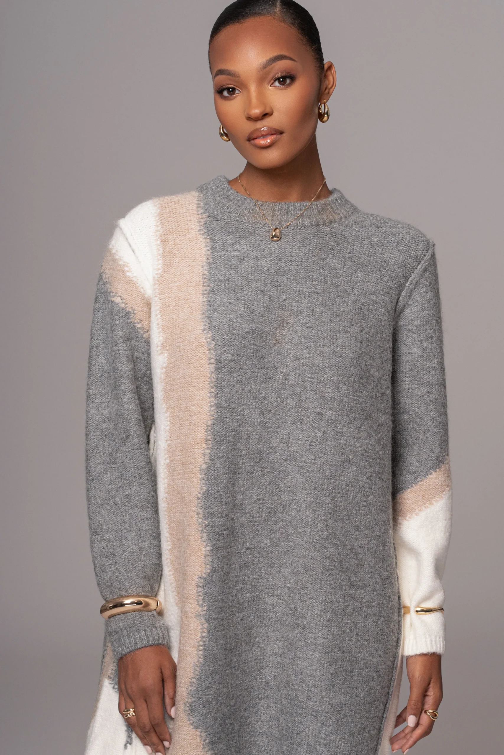 Grey Tash Sweater Knit Dress*JLUXLABEL Sale