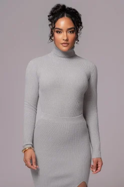 Heather Grey Arlett Turtleneck Bodysuit*JLUXLABEL New