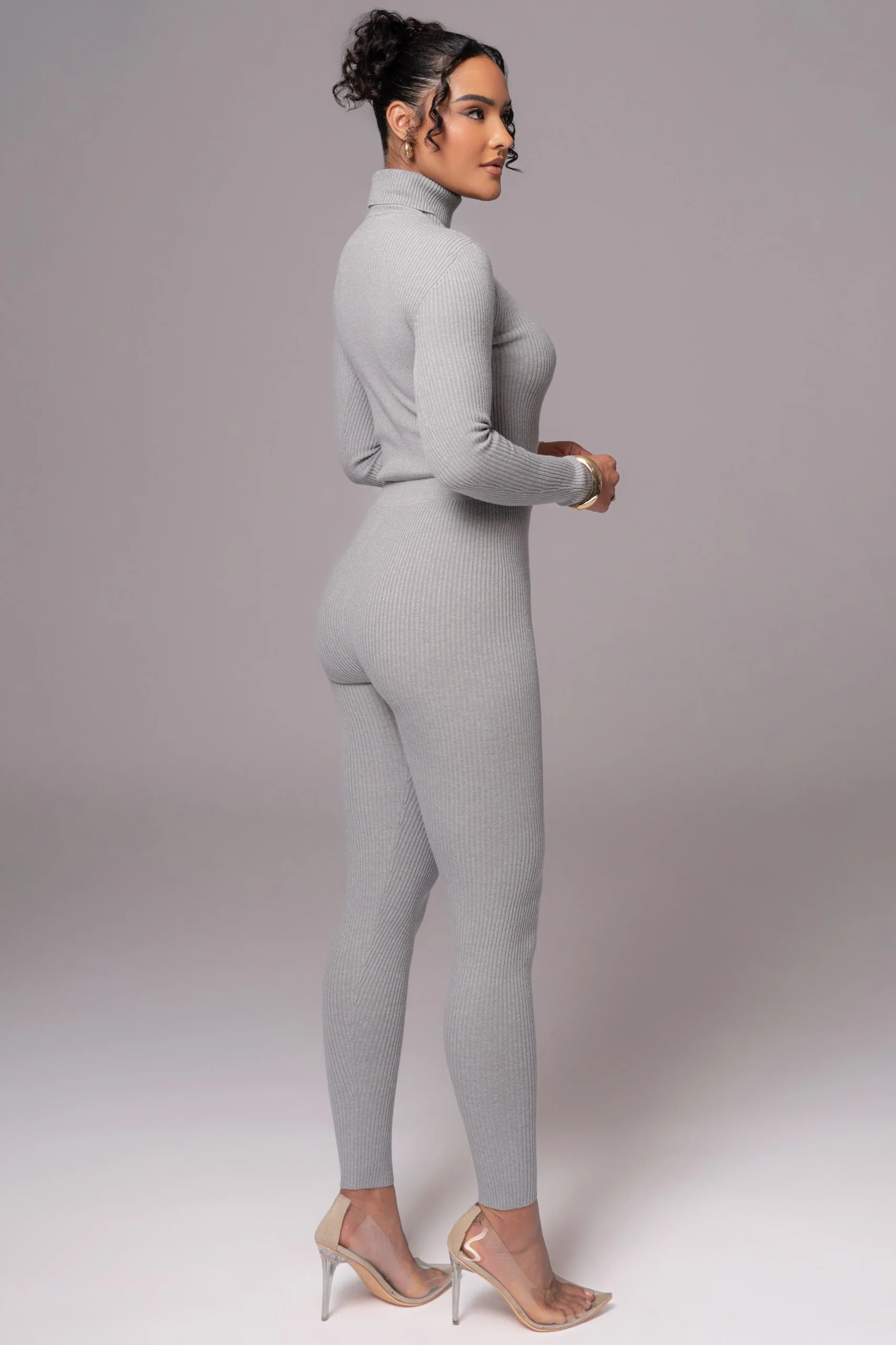 Heather Grey Arlett Turtleneck Bodysuit*JLUXLABEL New