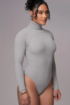 Heather Grey Arlett Turtleneck Bodysuit*JLUXLABEL New