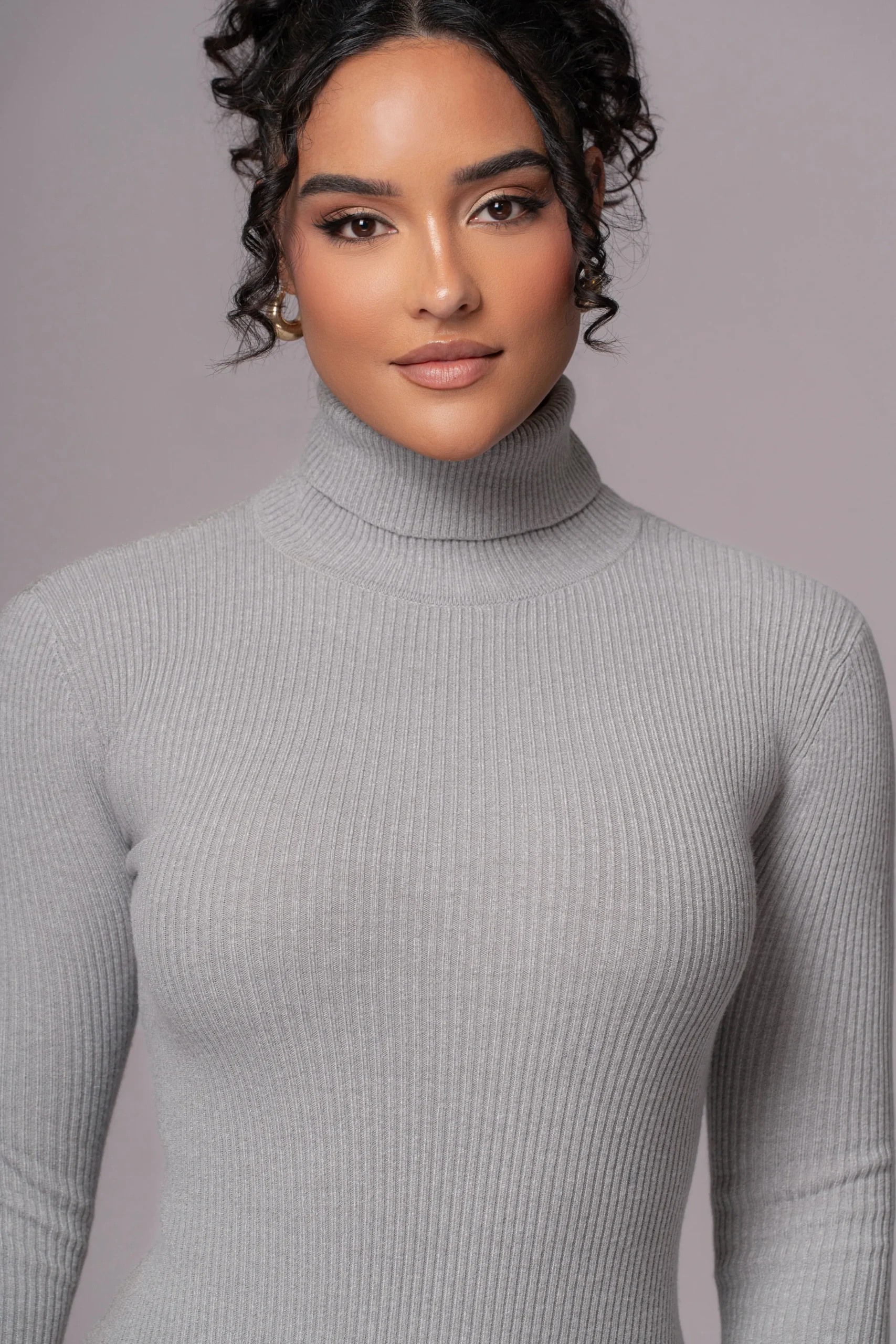Heather Grey Arlett Turtleneck Bodysuit*JLUXLABEL New