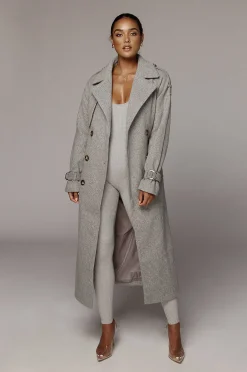 Heather Grey Beverly Trench Coat*JLUXLABEL Outlet