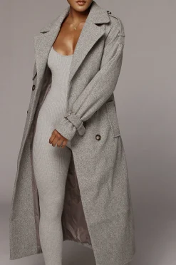 Heather Grey Beverly Trench Coat*JLUXLABEL Outlet