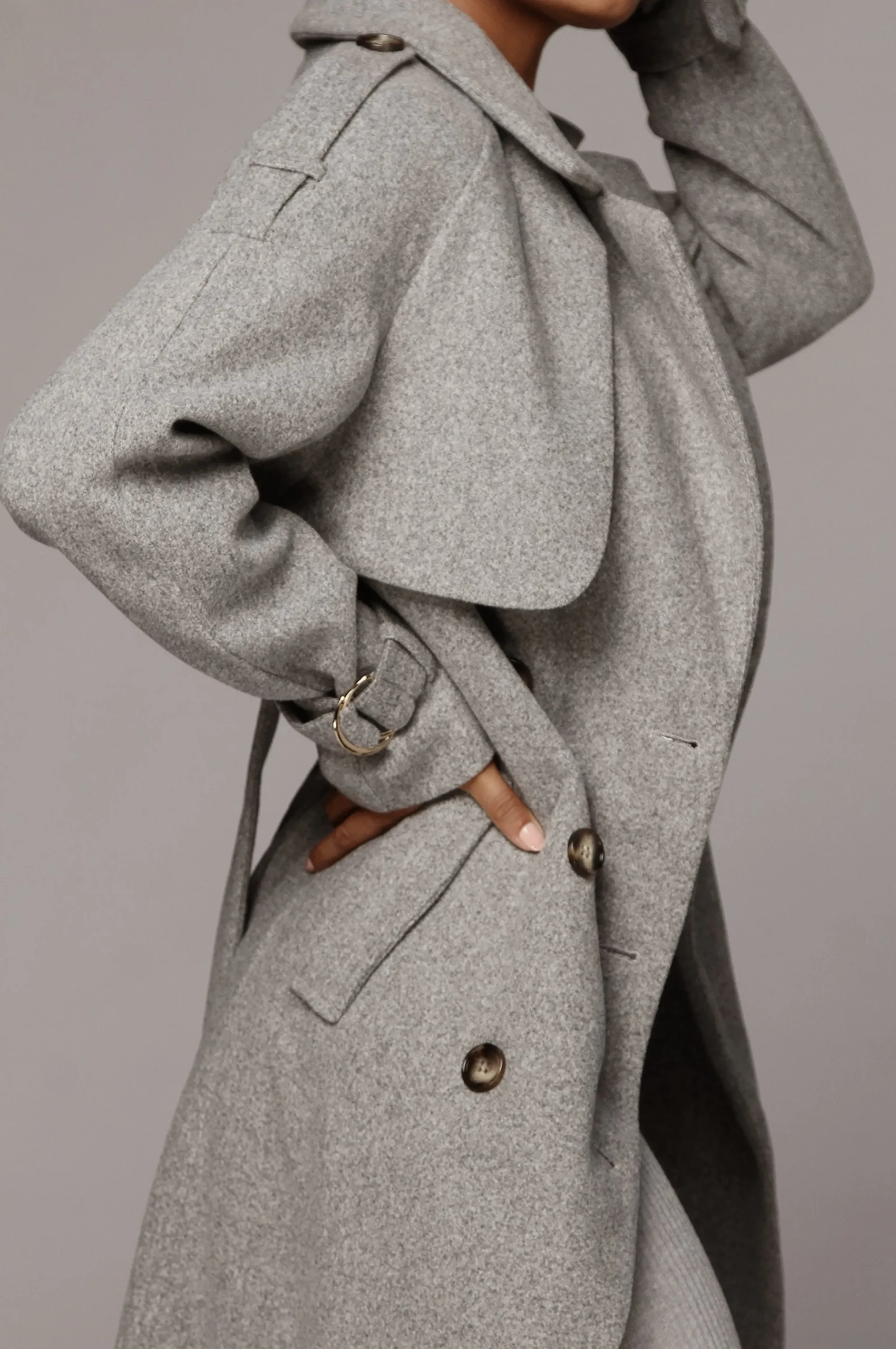 Heather Grey Beverly Trench Coat*JLUXLABEL Outlet