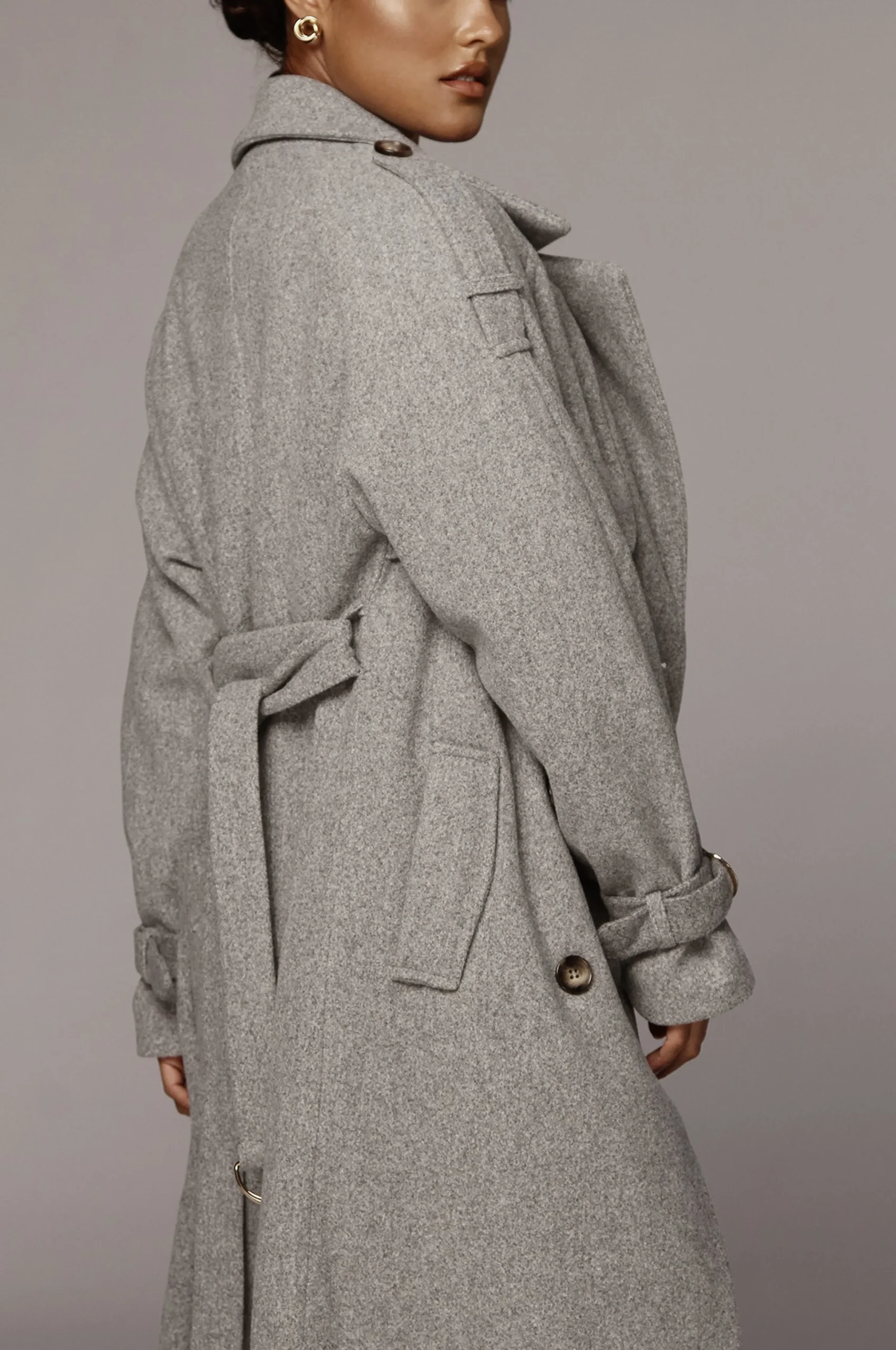 Heather Grey Beverly Trench Coat*JLUXLABEL Outlet
