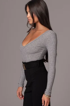 Heather Grey Pegasus Chain Bodysuit*JLUXLABEL Clearance