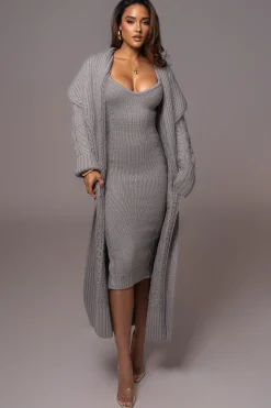 Heather Grey Upstate Cable Knit Cardigan*JLUXLABEL Best