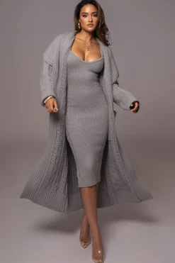 Heather Grey Upstate Cable Knit Cardigan*JLUXLABEL Best