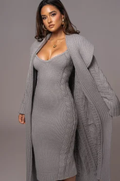 Heather Grey Upstate Cable Knit Cardigan*JLUXLABEL Best