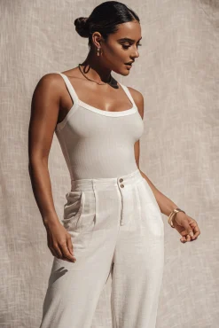 Ivory Akito Ribbed Bodysuit*JLUXLABEL Sale