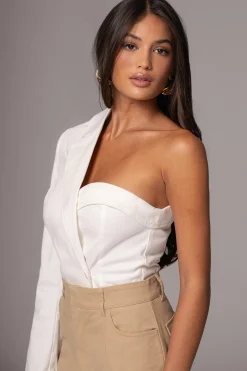 Ivory Amal One Shoulder Top*JLUXLABEL Fashion