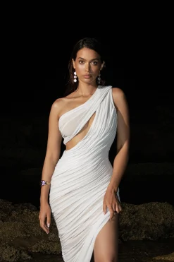 Ivory Aura Shimmer Midi Dress*JLUXLABEL Discount