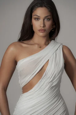 Ivory Aura Shimmer Midi Dress*JLUXLABEL Discount