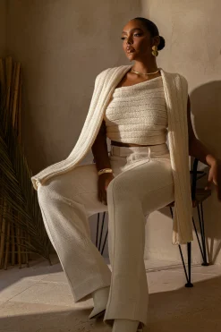 Ivory Back In Business Knit Trousers*JLUXLABEL Discount