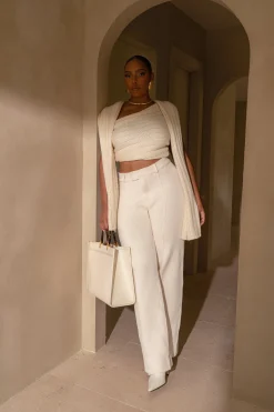 Ivory Back In Business Knit Trousers*JLUXLABEL Discount